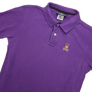 Psycho Bunny Polo Shirt Mens 2XL Purple Solid Pima Cotton Skull Logo Casual Top